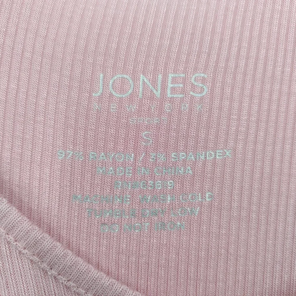 New Jones New York Ribbed U-Neck Short Sleeve Oversized Top Small Women Pink - Picture 3 of 8